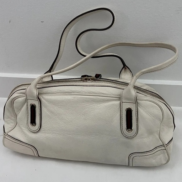 Auth Gucci Princy Boston Bow Web Stripe Offwhite Leather Satchel Shoulder Bag - Picture 7 of 15